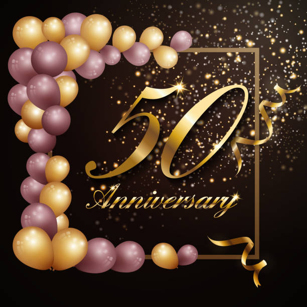 istock 50 year anniversary celebration background banner design with luxury decoration. Vector illustration 1083941898