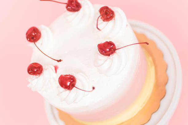 istock Birthday Spumoni cake on pink background. 1083947766