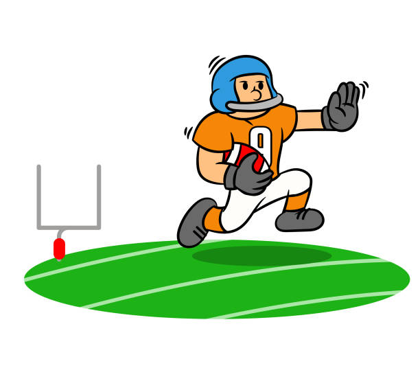 istock Cartoon American Football Player Running On The Field 1083955068