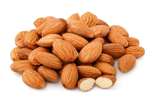 istock almond isolated on white background, clipping path, full depth of field 1083979364
