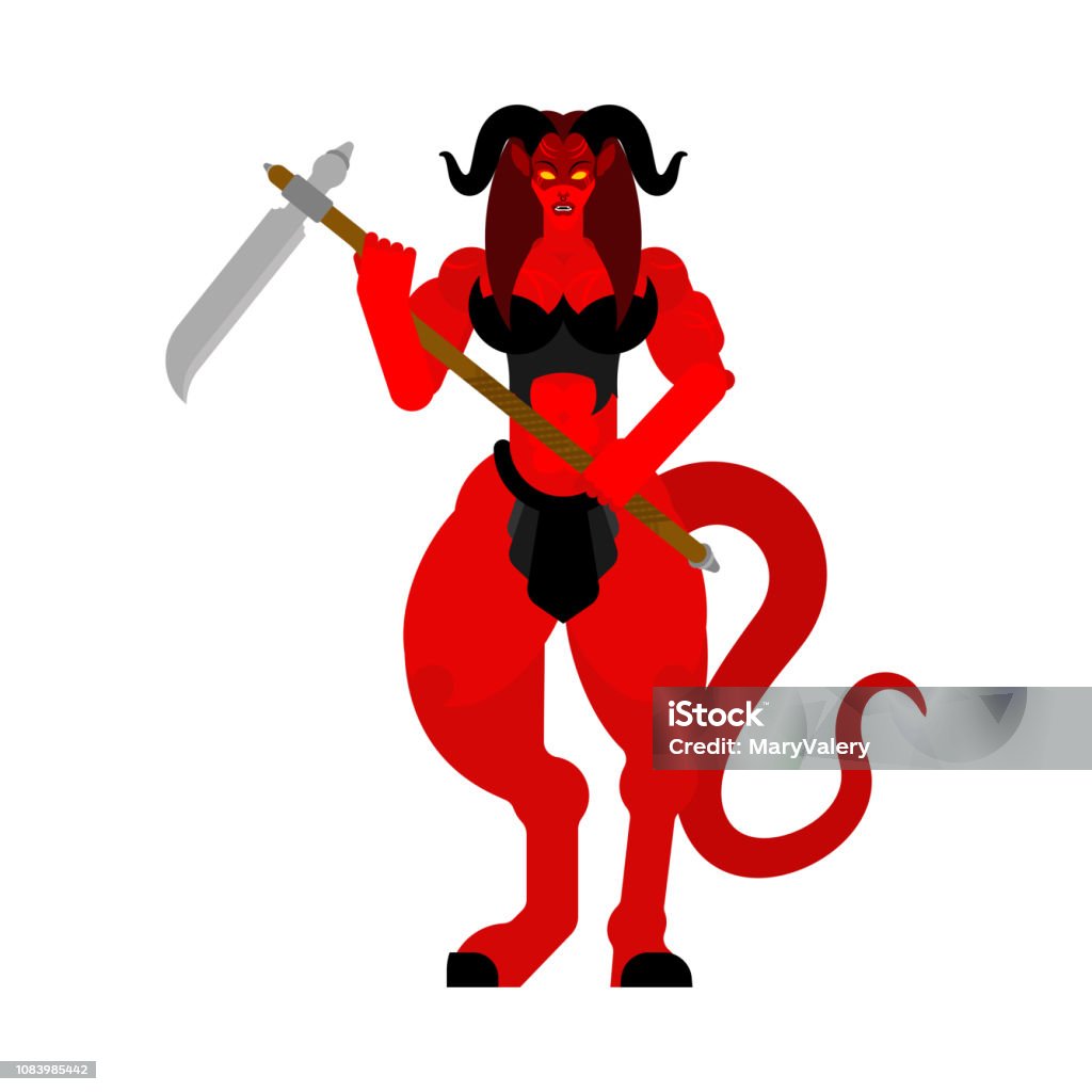 Nữ Chiến Binh Quỷ Với Băng Hái Ác Quỷ Nữ Mạnh Mẽ Berserk Succubus Đỏ Lady  Satan Những Chiến Binh Địa Ngục Hình Minh Họa Vector Hình minh họa Sẵn có -