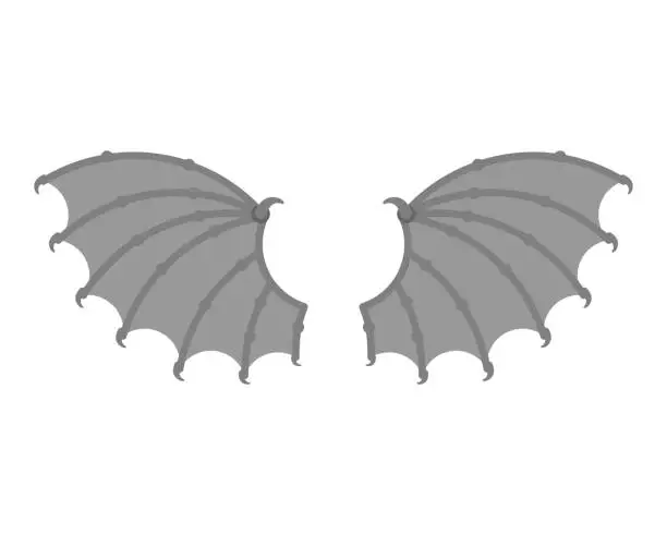 Vector illustration of Wings demon isolated. Wing devil. Winged bat or gargoyle