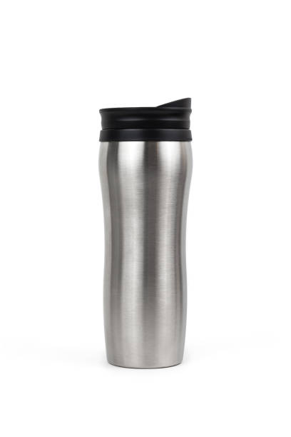 istock Metal thermos isolated on white background, travel mug 1083989540