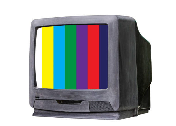 istock Classic Vintage Retro Style old  television with test  screen,old  television on  isolated background,side view old tv. 1083989780