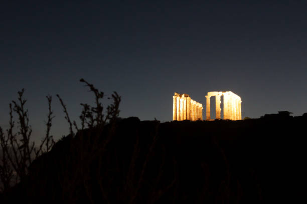 Temple of Poseidon in Sounion during sunset