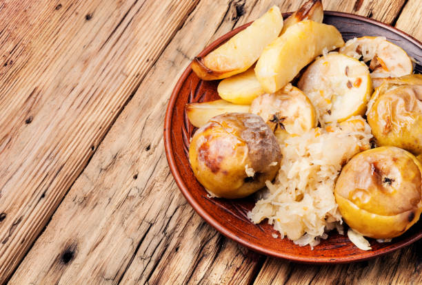 istock Baked potatoes, apples and sauerkraut. 1084012026