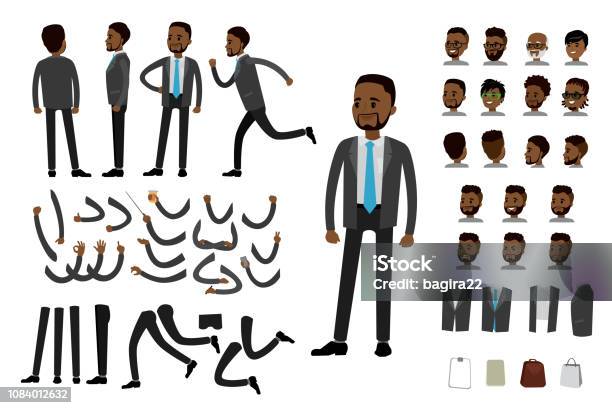 Male African American Businessman Constructor Stock Illustration - Download Image Now - Characters, Men, African-American Ethnicity