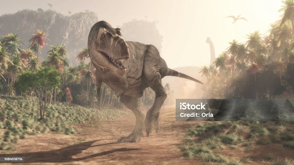 Tyrannosaurus Rex in the jungle. This is a 3d render illustration Dinosaur Stock Photo