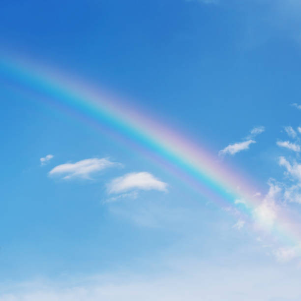 istock beautiful colorful rainbow on blue sky background 1084026848