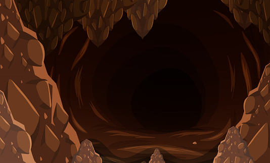 A dark stone cave illustration