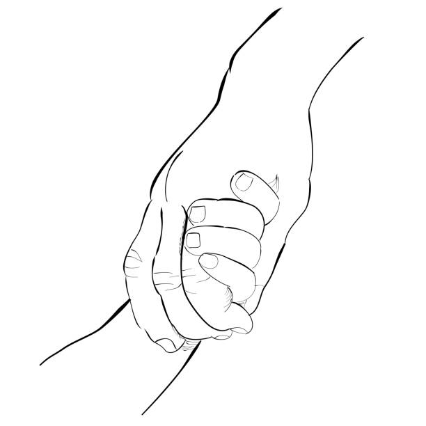 Adult Hand and Baby Hand vector art illustration