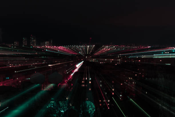night cityscape with defocused bokeh lights