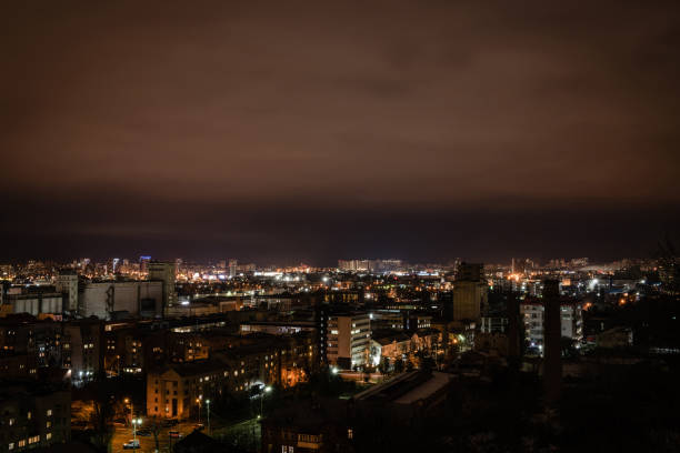 istock city with illuminated buildings and streets at night 1084040546