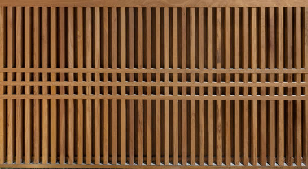 istock Wood Slats, timber battens wall pattern surface texture. Close-up of interior material for design decoration background 1084042800