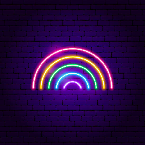 Rainbow Neon Sign Rainbow Neon Sign. Vector Illustration of Fashion Promotion. lesbian flag stock illustrations