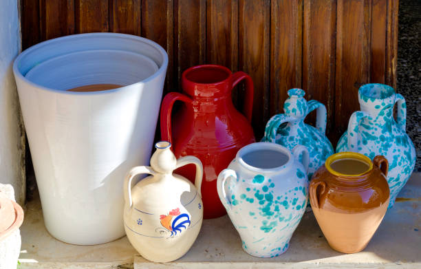 italian pitcher with olives and lemon drawings