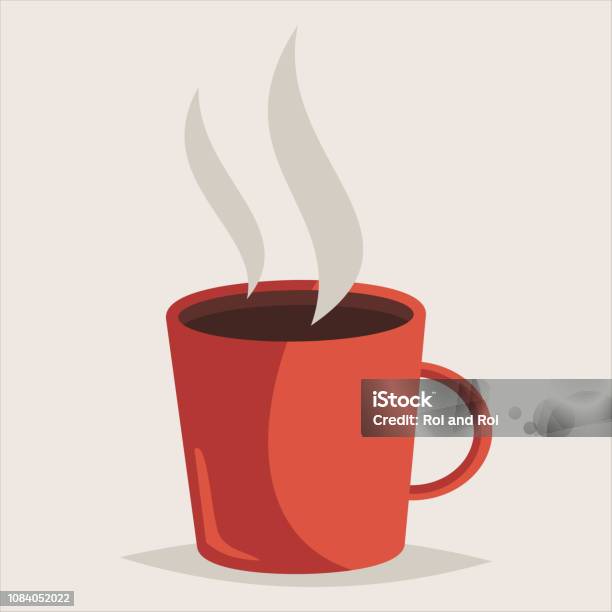 Red Cup Of Hot Coffee Vector Cartoon Icon Isolated On A Background Stock Illustration - Download Image Now