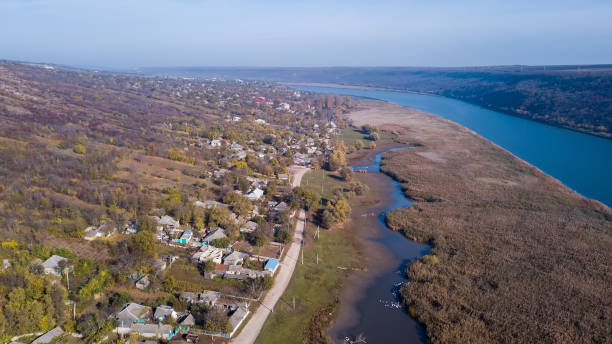 istock Aerial view over Village and River. 1084053262