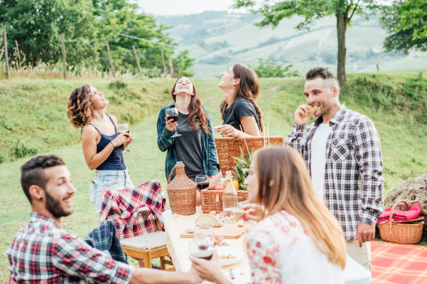 istock Friends making an aperitif and drinking wine during a barbecue party 1084057836