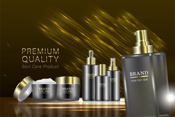 istock Beauty product, black cosmetic containers with advertising background ready to use, luxury skin care ad. 1084057906