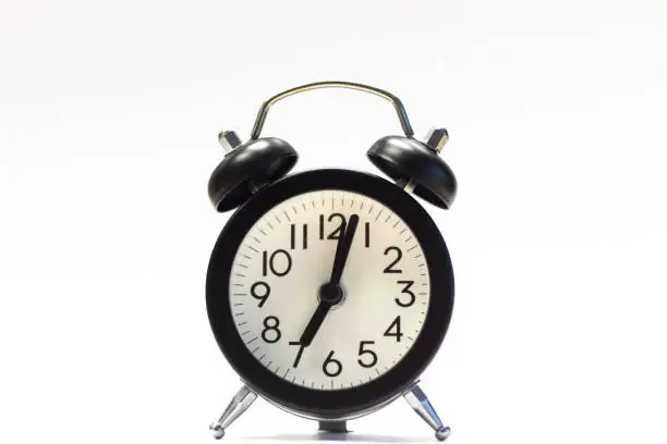Black Alarm Clock isolated on white  background