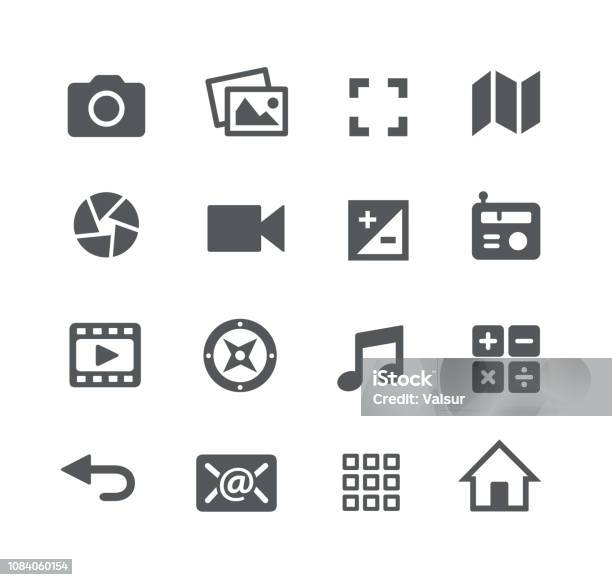 Media Interface Icons Stock Illustration - Download Image Now - Icon Symbol, Home Video Camera, Camera - Photographic Equipment