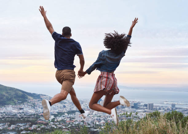 Jumping couple travel