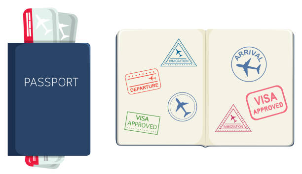 illustrazioni stock, clip art, cartoni animati e icone di tendenza di passaporto su sfondo bianco - passaporto