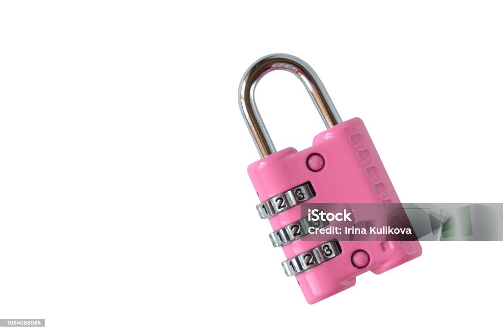 Passcode Lock Pink Isolated Closed Pink Code Lock For A Suitcase On White Background Stock ...