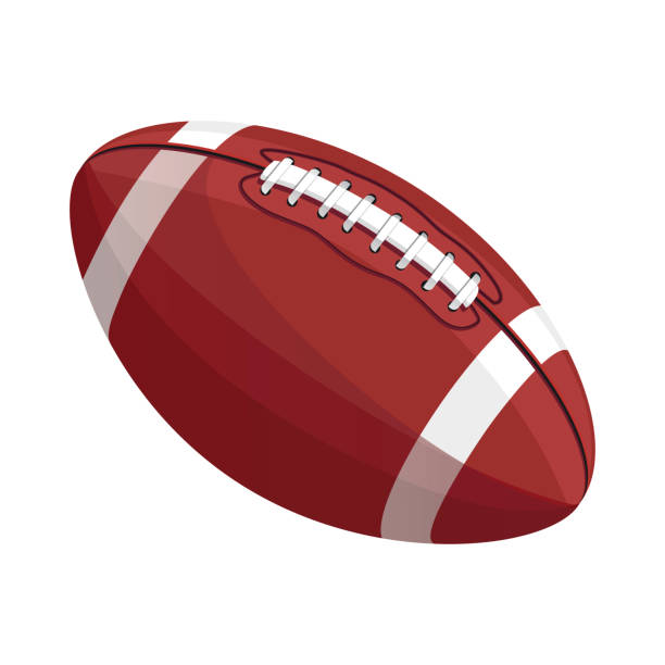 ilustraciones, imágenes clip art, dibujos animados e iconos de stock de pelota de rugby en blanco. vector ilustración rugby deporte juego - american football playing touchdown team sport