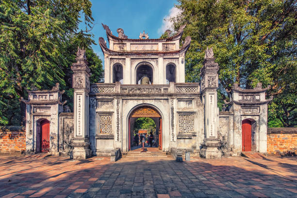 Hanoi city in daytime Temple of Literature in Hanoi, Vietnam hanoi stock pictures, royalty-free photos & images