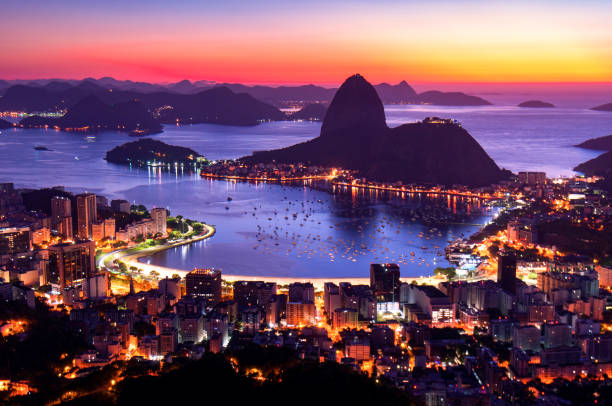선라이즈로 리오 데 자네이 - rio de janeiro brazil landscape urban scene 뉴스 사진 이미지