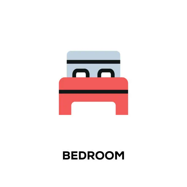 Vector illustration of Flat line design style modern vector Bedroom icon