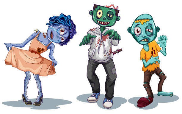 Set Of Zombie Character Stock Illustration - Download Image Now - Zombie,  Cute, Humor - iStock