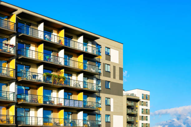 istock Apartment home residential building copy space blue sky 1084106322