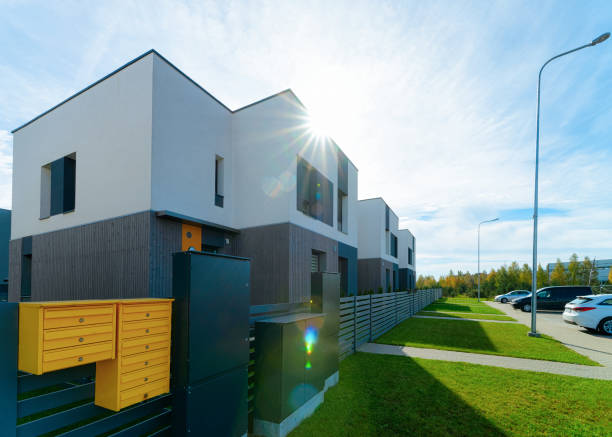 istock Apartment house residential building complex gate 1084106718