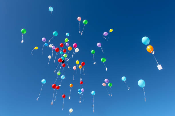 Balloons in the air stock photo