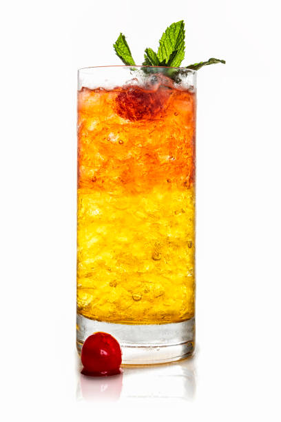 Tequila Sunrise cocktail with cherry stock photo
