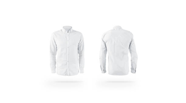 istock Blank white weared classic mens shirt mockup set, front back 1084127688
