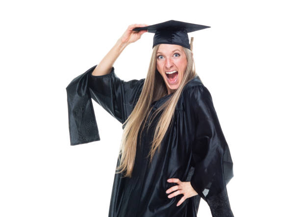 istock Female student graduating and is very excited 1084130740