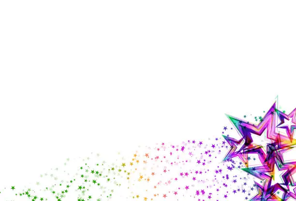 Vector illustration of Rainbow stars scatter glitter sparking and blinking confetti celebration party on white abstract background vector illustration