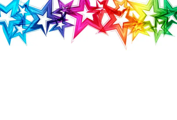 Vector illustration of Stars rainbow scatter glitter shine confetti celebration party on white abstract background vector illustration