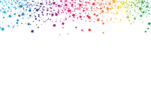 illustrations, cliparts, dessins animés et icônes de étoiles dispersent pinceau de paillettes confettis spectre multicolore arc-en-ciel thème cadre bannière galaxie célébration partie concept abstrait texture vecteur illustration - polish culture