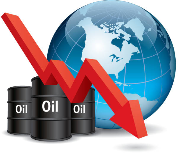 spadające ceny ropy naftowej - opec stock illustrations