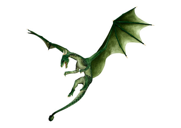 istock 3D illustration green fantasy dragon on white 1084150040