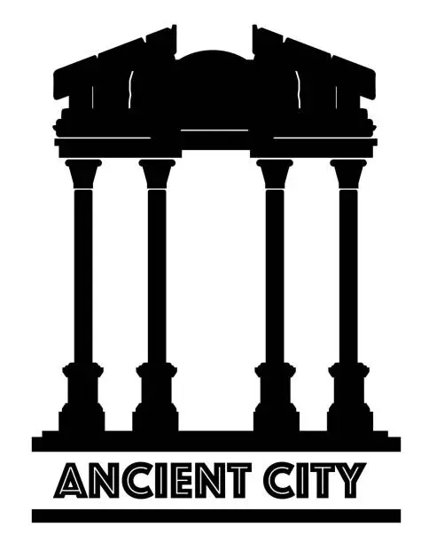 Vector illustration of Ancient city of Aphrodisias Ancient Column