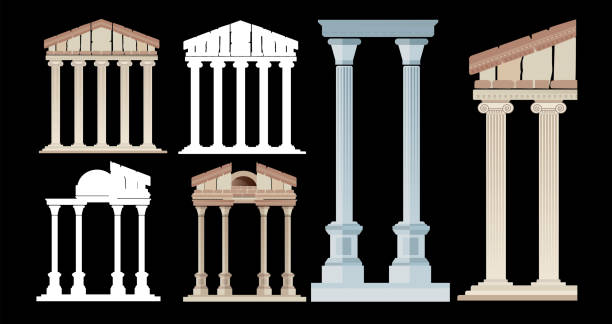 illustrazioni stock, clip art, cartoni animati e icone di tendenza di colonna antica e città antica - column italy italian culture greece