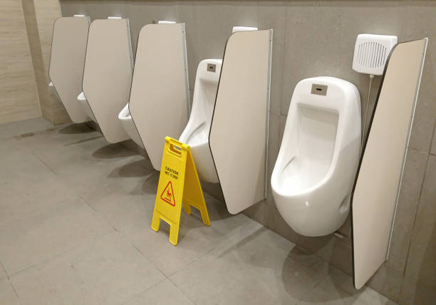 istock Sign board caution in the restroom 1084154058