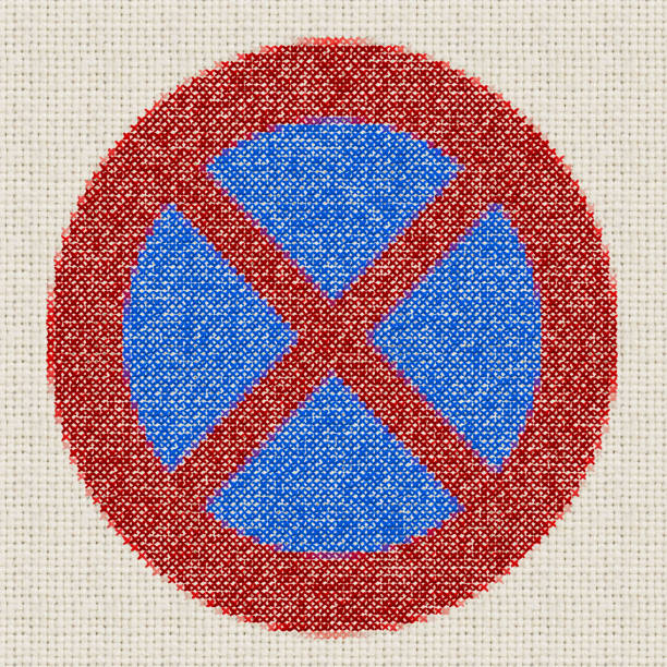 embroidered red no stop sign  Embroidery by contributor
