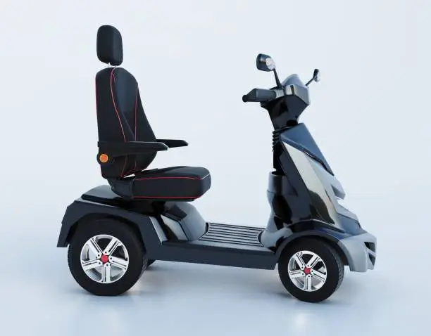 Photo of Black mobility scooter against white background